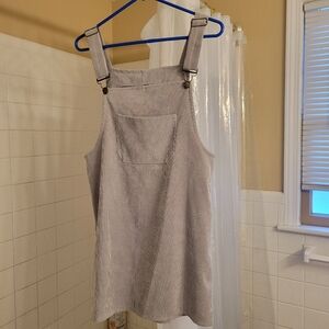 Gray Corduroy Overall Dress